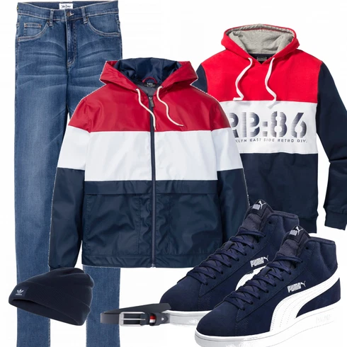 Blau Hut Adidas kombinieren mit Blau Gürtel