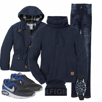 Outfit mit Schwarz Sneaker Nike "John Baner"