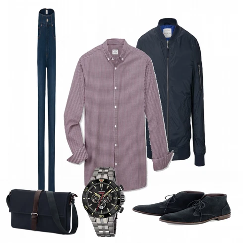 Grau/Lila Casual Hemd Tchibo kombinieren