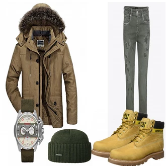 Outfit mit Grün Overall/WinterMantel/Winter Parka JEWOSOR "Kelvy"