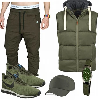 Outfit mit Blau/Grün Sneaker Nike "KHAKI LOOK"