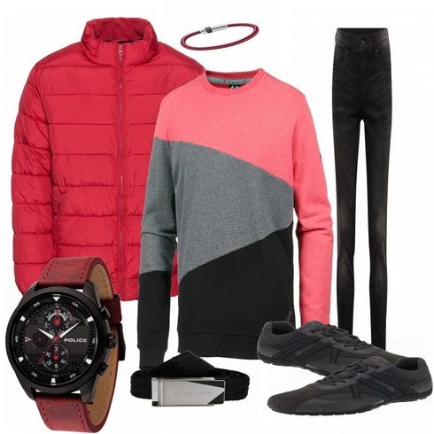 Sommer Schuh Geox kombinieren mit Rot Schmuck Diesel