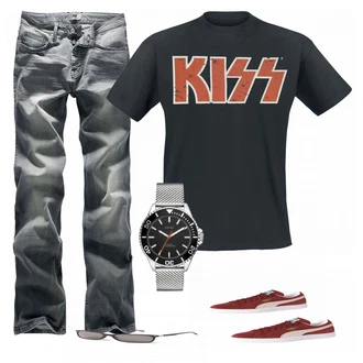 Outfit mit Blau T-Shirt Kiss "Kiss shirt"
