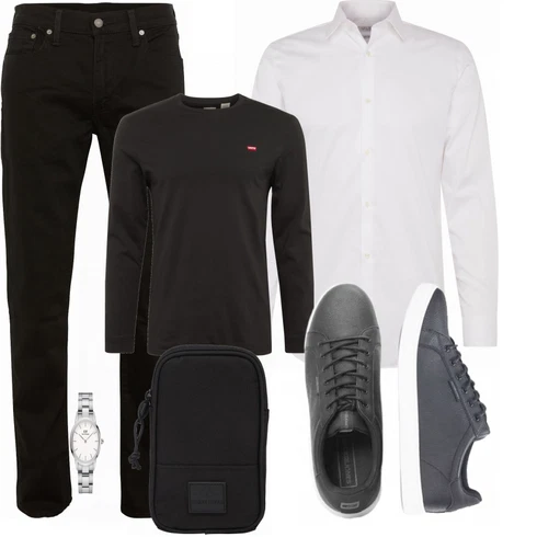 Schwarz Schuh Sneaker/Leder Sneaker Jack & Jones kombinieren