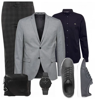 Outfit mit Grau Große Größe SELECTED HOMME "Klassisches Outfit"