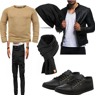 Outfit mit Blau Schal/Winter Parka Manufaktur13 "Kolly"