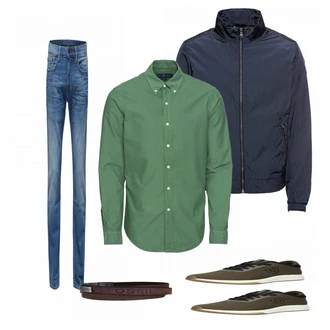 Outfit mit Grün Sneaker Bugatti "Komplettes Outfit Herren"