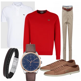 Outfit mit Weiß T-Shirt Poloshirt Lacoste "Kroko"