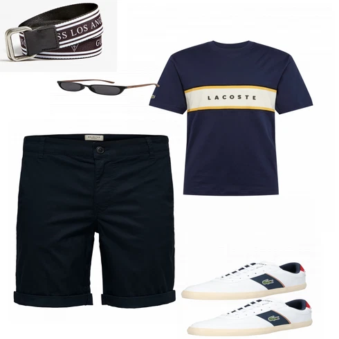 Grau Sonnenbrille kombinieren mit Schwarz/Mischfarben Hemd SELECTED HOMME