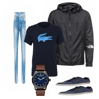 Outfit mit Blau Sneaker Bullboxer "lacoste"