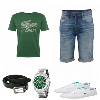Outfit mit Grau Sneaker Lacoste "Lacoste Shirt"