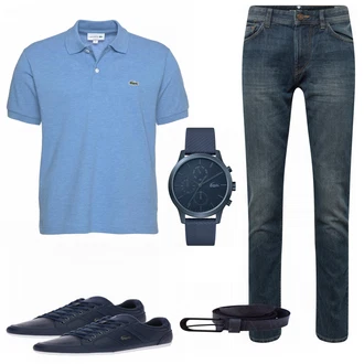 Outfit mit Schwarz Sneaker/Leder Sneaker Lacoste "Lacoste Shirt"