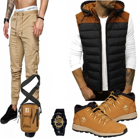 Orange Schuh Stiefel Timberland kombinieren