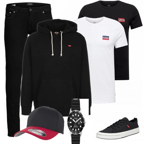 Schwarz Casual T-Shirt levi's kombinieren
