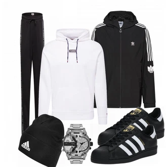 Outfit mit Schwarz Unkategorisiert/Hut Adidas Performance "Lässiger Freizeit Look"