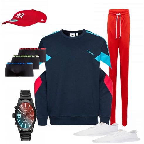 Schwarz Unterhose Diesel kombinieren mit Weiß Sportschuh Adidas