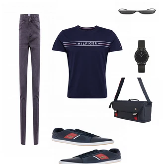 Outfit mit Blau Sneaker Lacoste "Leichtes Outfit"