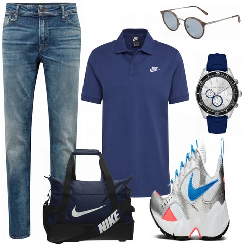 Grau Schuh Sneaker/Leder Sneaker Nike Sportswear kombinieren