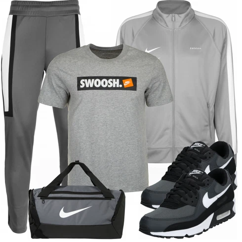 Schwarz/Grau Tasche Nike kombinieren