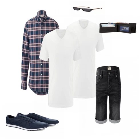 Blau Portemonnaie Tchibo kombinieren mit Weiß Casual T-Shirt Tchibo