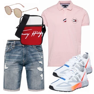 Outfit mit Blau/Weiß Hemd Hollister "Leichtes Outfit"