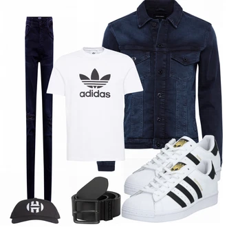 Outfit mit Blau Hut Adidas Performance "Leichtes Outfit"