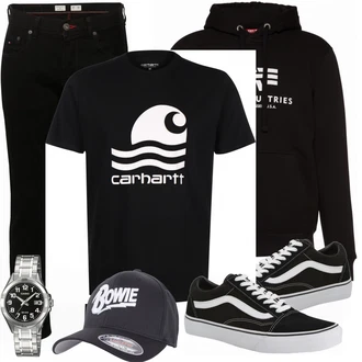 Outfit mit Schwarz/Weiß Jeans Tommy Hilfiger "Leichtes Outfit"