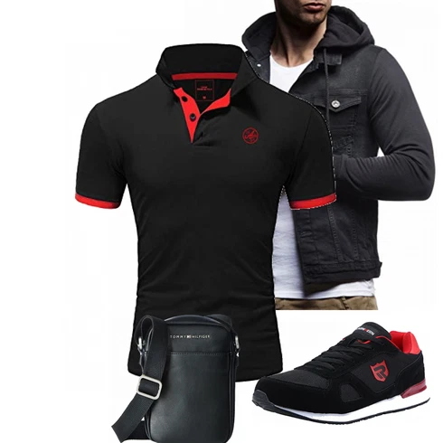 Jeans Schwarz/Dunkelgrau/Dunkelblau FrühlingsJacke/Jacke mit Seitlichem Reißverschluss/HerbstJacke/SommerJacke/KapuzenJacke Leif Nelson kombinieren