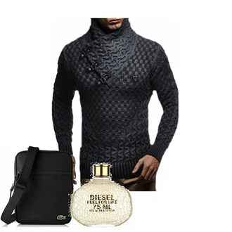 Outfit mit Schwarz Stiefel Lacoste "Leif Nelson"
