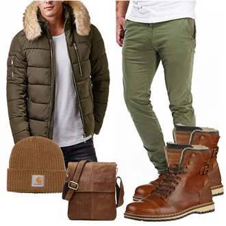 Outfit mit Braun/Grün Hut Carhartt "LEIF NELSON"