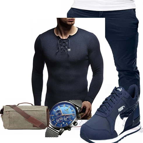 Blau/Schwarz Winter Parka Leif Nelson kombinieren