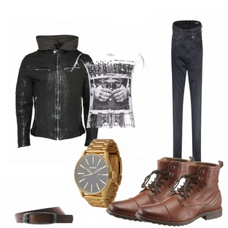 Outfit mit Schwarz Lederjacke Gipsy "letstartheshow"