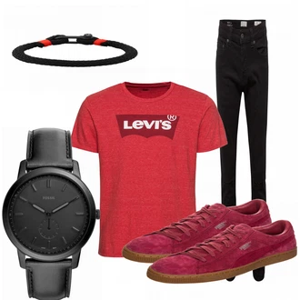Outfit mit Lila Sneaker Puma "Leves"