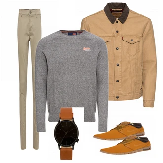 Outfit mit Beige Sneaker Nike "Levis"