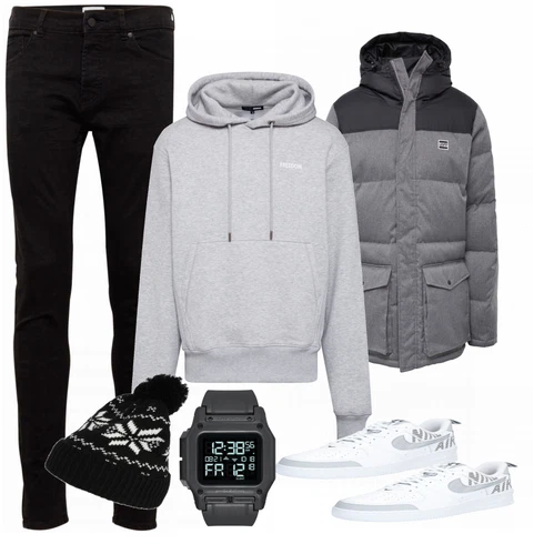 Schwarz Hose Only & Sons kombinieren mit Weiß Schuh Sneaker Nike