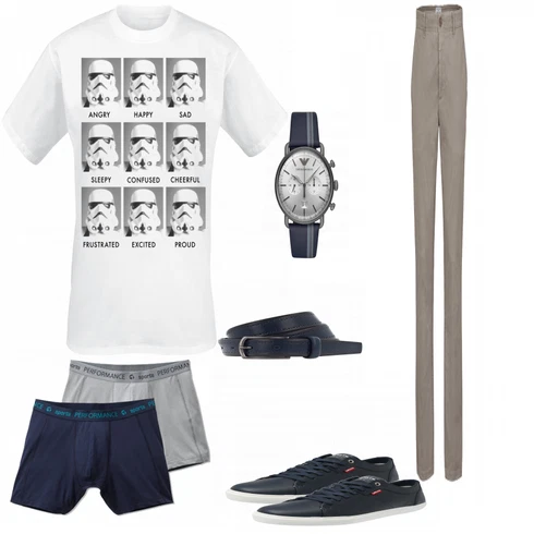 Grau Uhr Emporio Armani kombinieren mit Blau Unterwäsche Tchibo