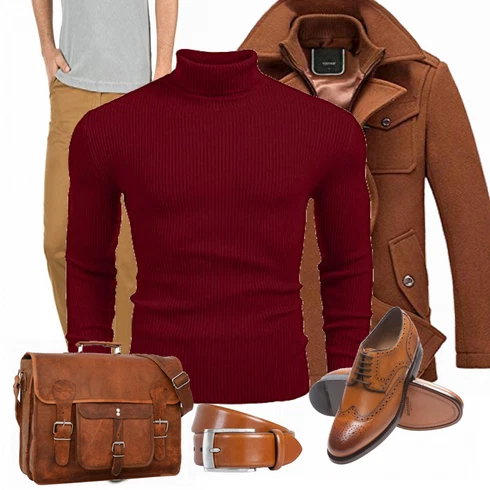 Rot Overall/Wintermantel/Winter Parka YOUTHUP kombinieren mit Braun Gürtel LLOYD Men´s Belts