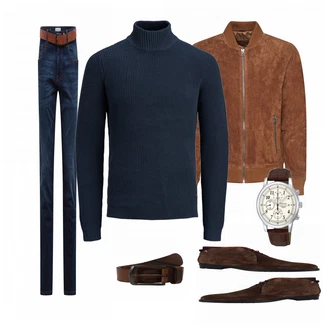 Outfit mit Rot/Braun Lederjacke Freaky Nation "Lloyd"