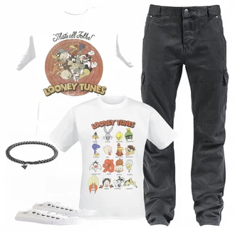 Outfit mit Weiß T-Shirt Looney Tunes, Weiß T-Shirt Looney Tunes "Looney Tunes"