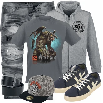 Outfit mit Grau Kiss "Lustiger Look"