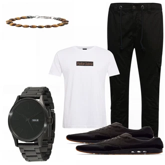 Outfit mit Schwarz Sneaker Nike "LV"