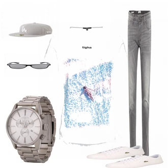 Outfit mit Weiß Sneaker Lacoste "Macher"
