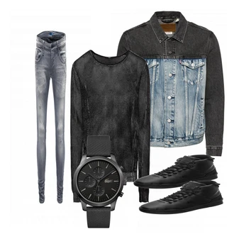 Outfit mit Schwarz Sneaker Lacoste "Malte"
