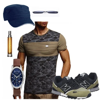 Outfit mit Blau Sneaker New Balance "Man"