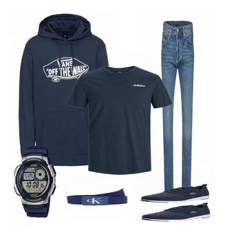Outfit mit Blau Sneaker Lacoste "Mark"
