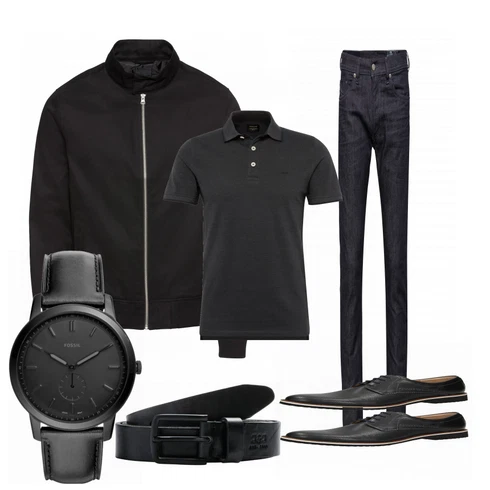 Schwarz Poloshirt Jack & Jones kombinieren