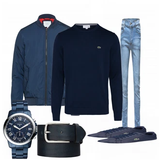 Outfit mit Blau Sneaker Lacoste "Martin"