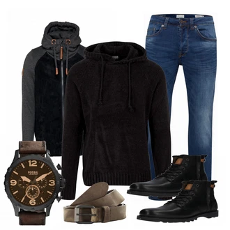 Outfit mit Blau Schuh Stiefel Bullboxer "Mats"