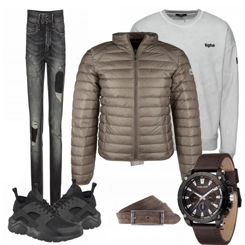 Grau Winterjacke Jott kombinieren mit Grau Gürtel Tom Tailor