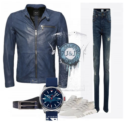 Blau Lederjacke Maze kombinieren